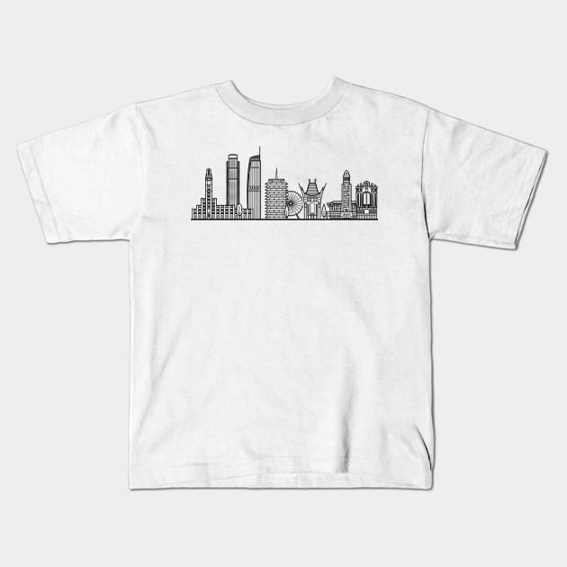Los Angeles Skyline in black with details Kids T-Shirt by Mesyo